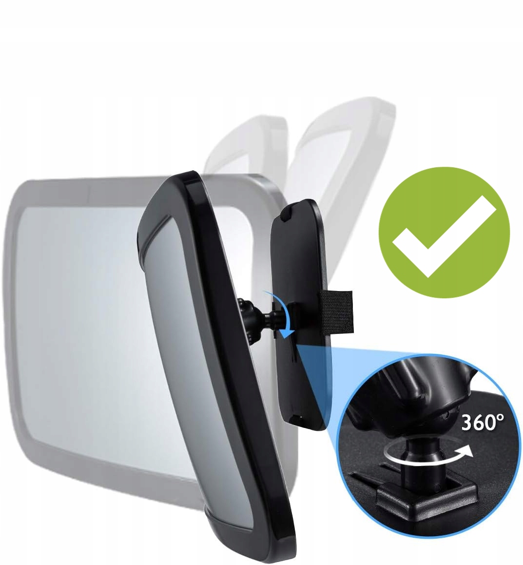 Lusterko do Obserwacji Dziecka w Samochodzie z REGULACJĄ KĄTA na zagłówek Marka inny