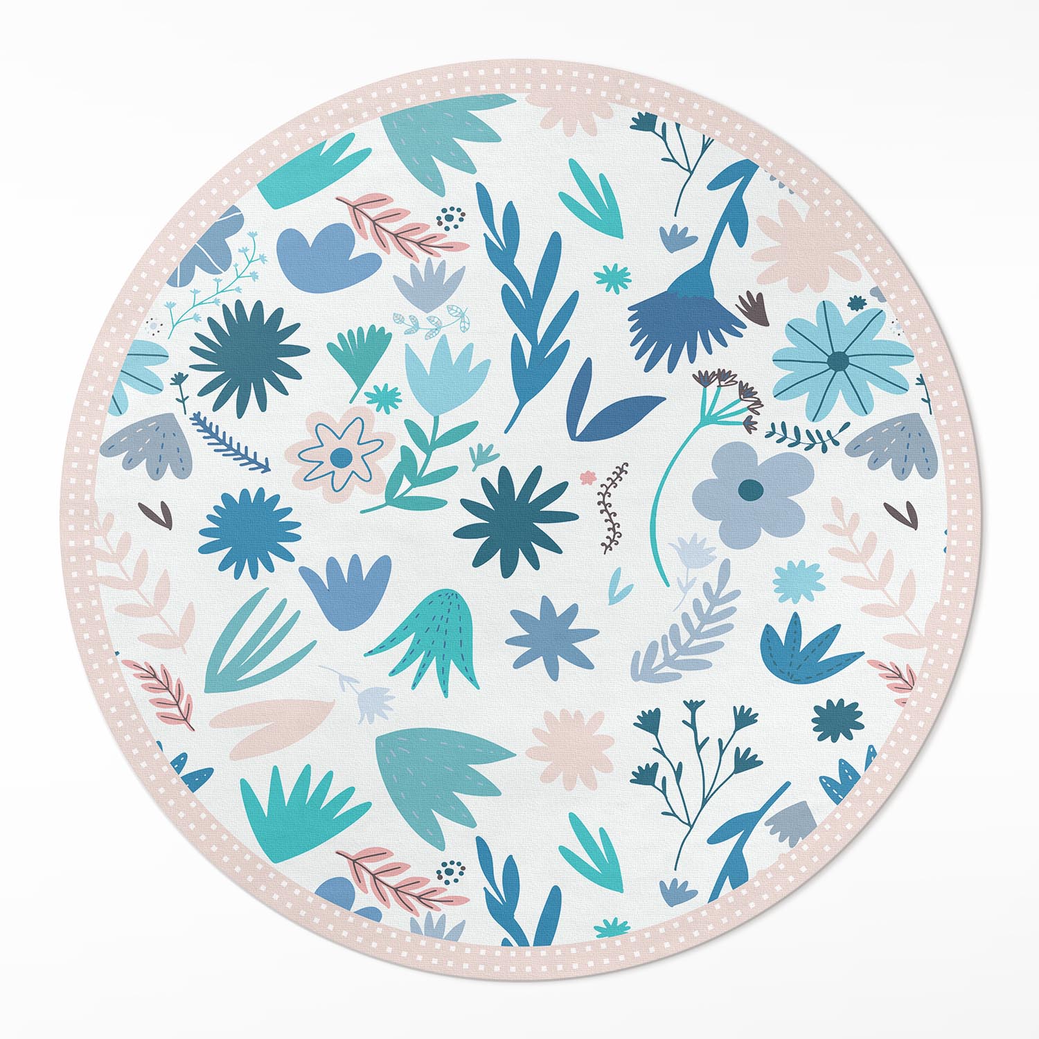 Kulatý Koberec Pvc do obývacího pokoje Rozměr ⌀ 60 cm Pastelové květiny a boho rostliny