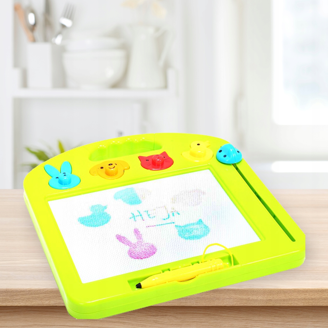 ZNIKOPIS KOLOROWY TABLICA MAGNETYCZNA STEMPELKI ZWIERZĄTKA DLA DZIECI Materiał plastik