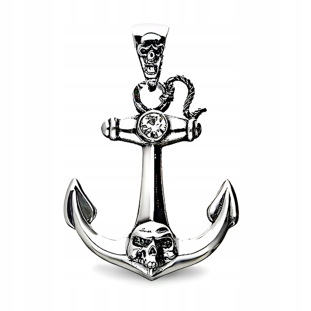Stříbrný přívěsek ryzosti 925 Přívěsek Mužská kotva s lebkami Dárek