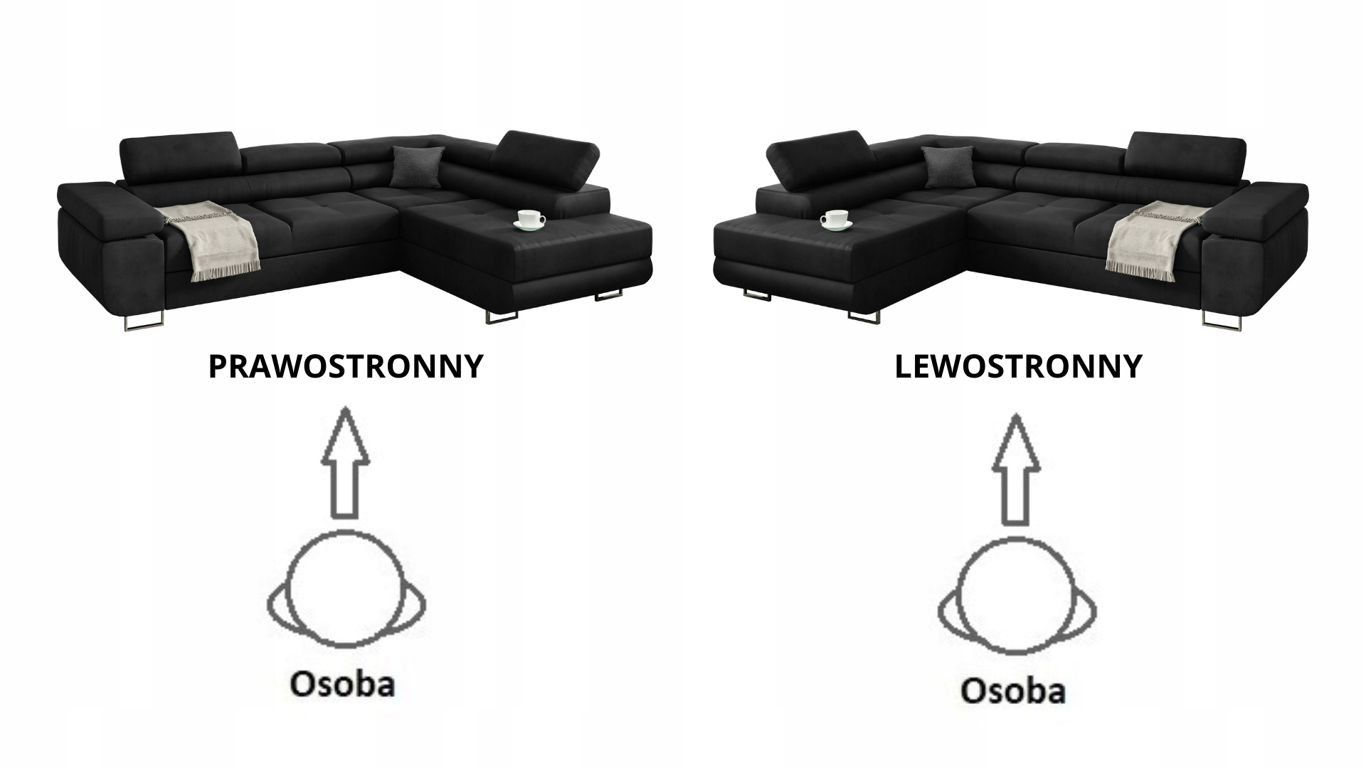 Narożnik MIAMI rogówka RUCHOME ZAGŁÓWKI sofa Wielkość większa