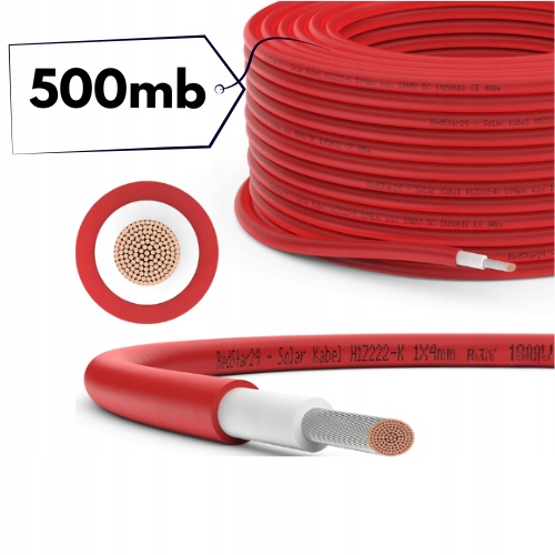 Kabel 6 mm2 Helukabel H1Z2Z2-K Uv měděný červený 500 m