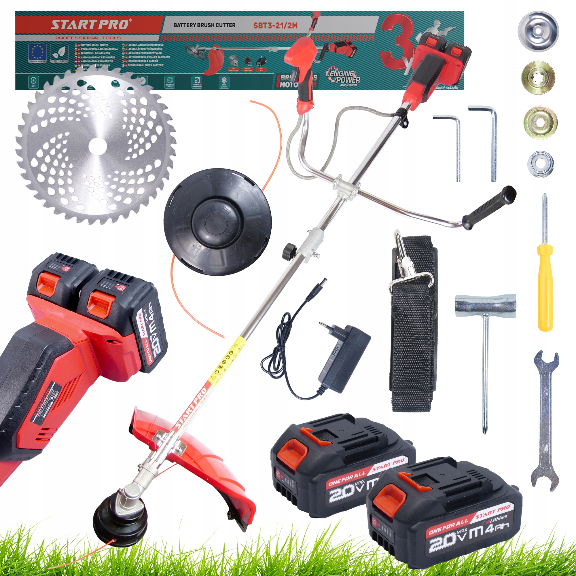 Podkaszarka Akumulatorowa Elektryczna Kosa Wykaszarka Do Trawy 40V 2xAKU