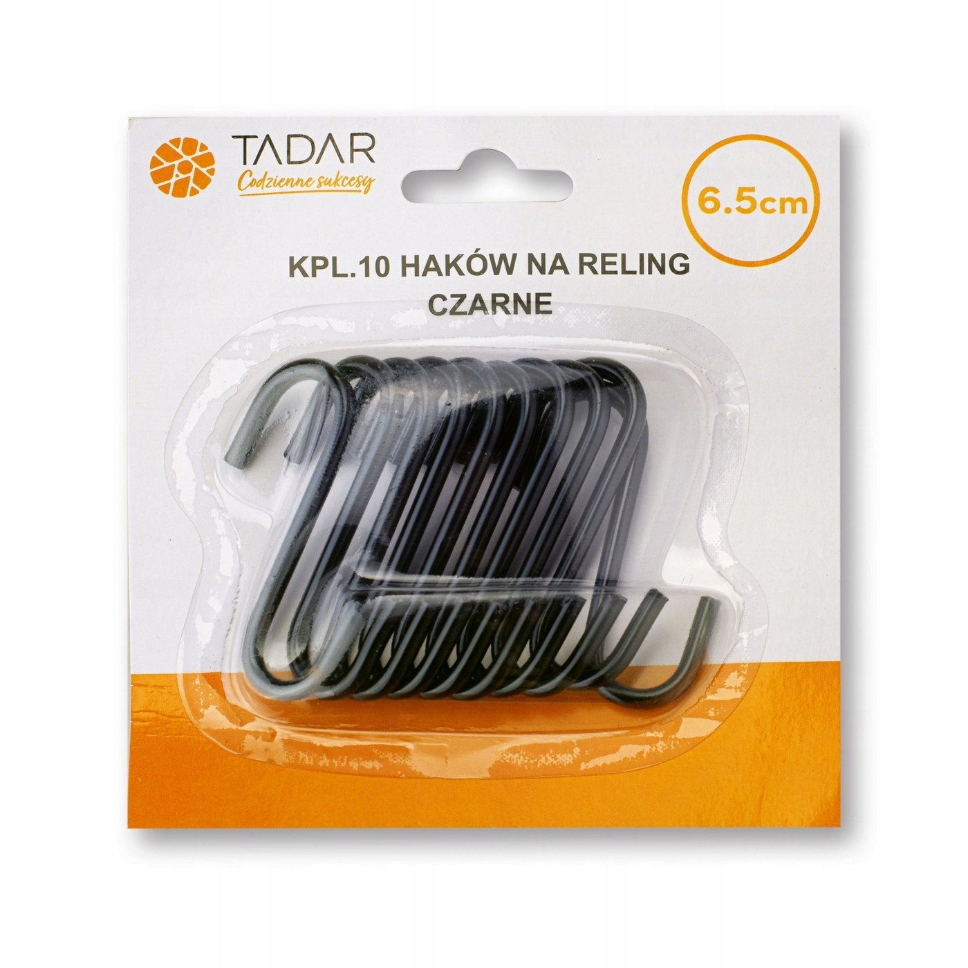 Czarne HACZYKI NA RĘCZNIKI RELING uniwersalne x10 Długość całkowita 6.5 cm