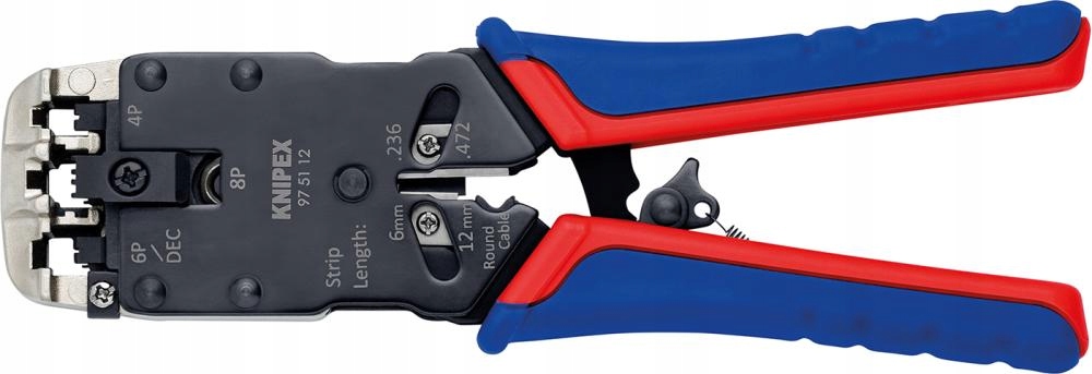 Kliešte na miesenie, krimpovač na zástrčky Rj 10 11 12 45 Knipex 200 mm