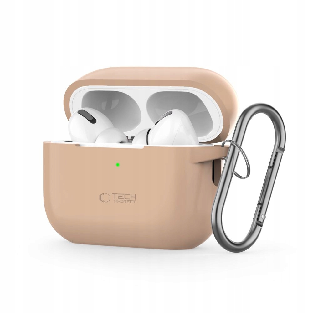 Etui do Apple AirPods Pro 1 2 Tech-Protect Silicone Hook beżowe