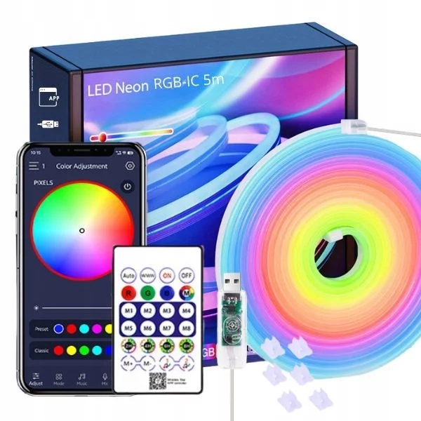 Neon Led Flex 5V DC Bluetooth 5 m hudební Led pásek Rgbic