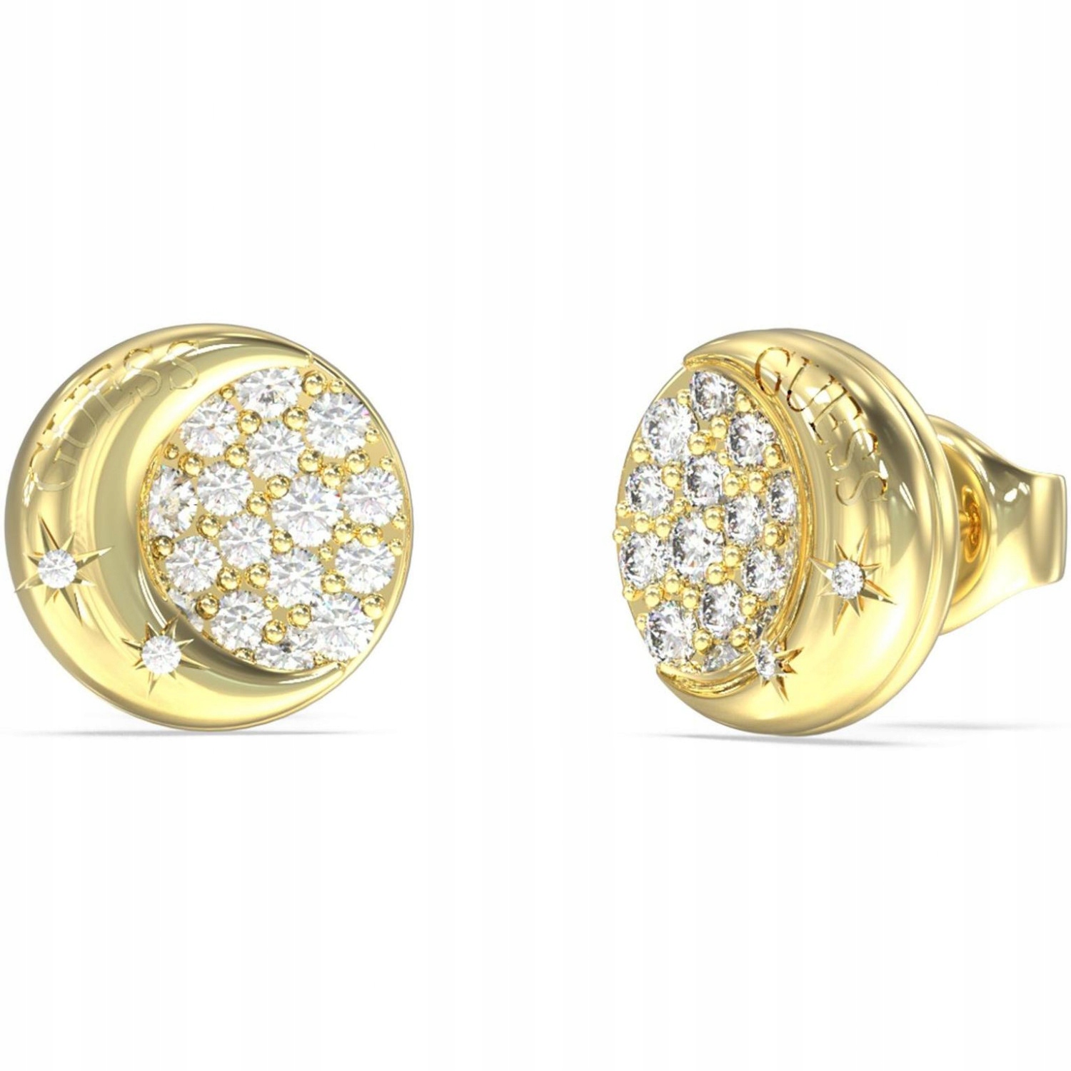 Dámské Náušnice Guess zlaté zirkon a měsícem