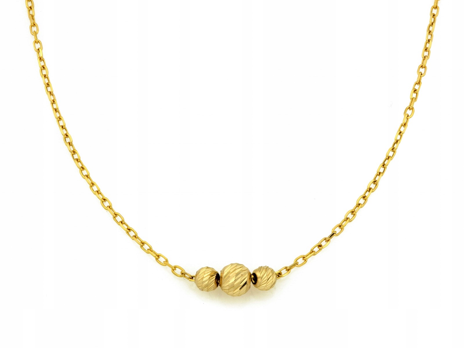 Zlatý náhrdelník 585 s kuličkami pro ženu, stylový, délka 42 cm, 1.58 g