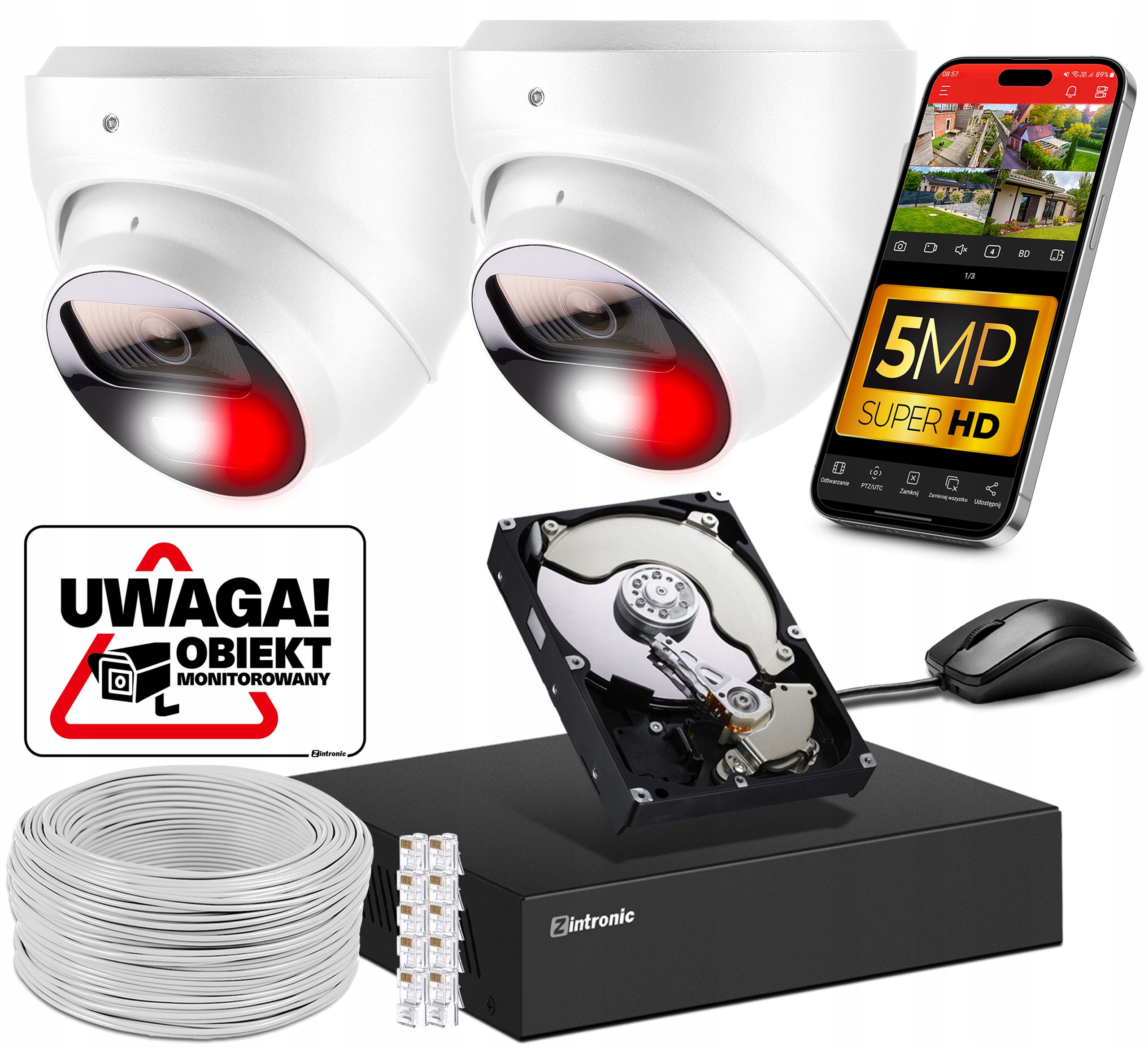 Sada pro monitorování Poe 5MPx 2 kamery| Audio| Dual Light Detekce 1TB