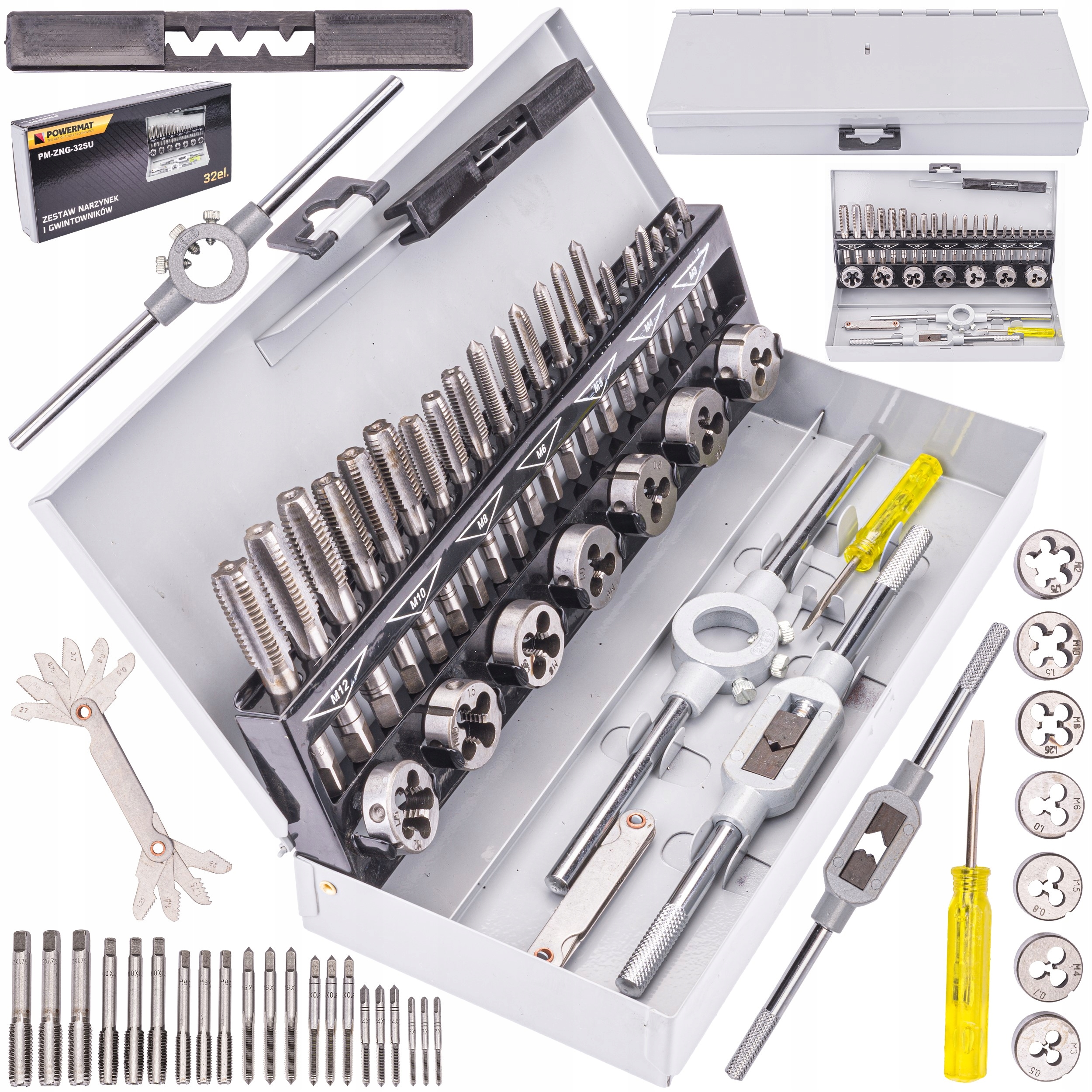 Zestaw Narzynek I Gwintowników Walizka Kalibrownik 32 Elementy M3-M12