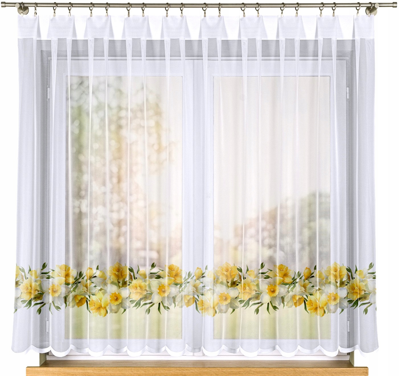 Narcisy záclona, vel 400 x 160 cm, potištěná (s lemováním)