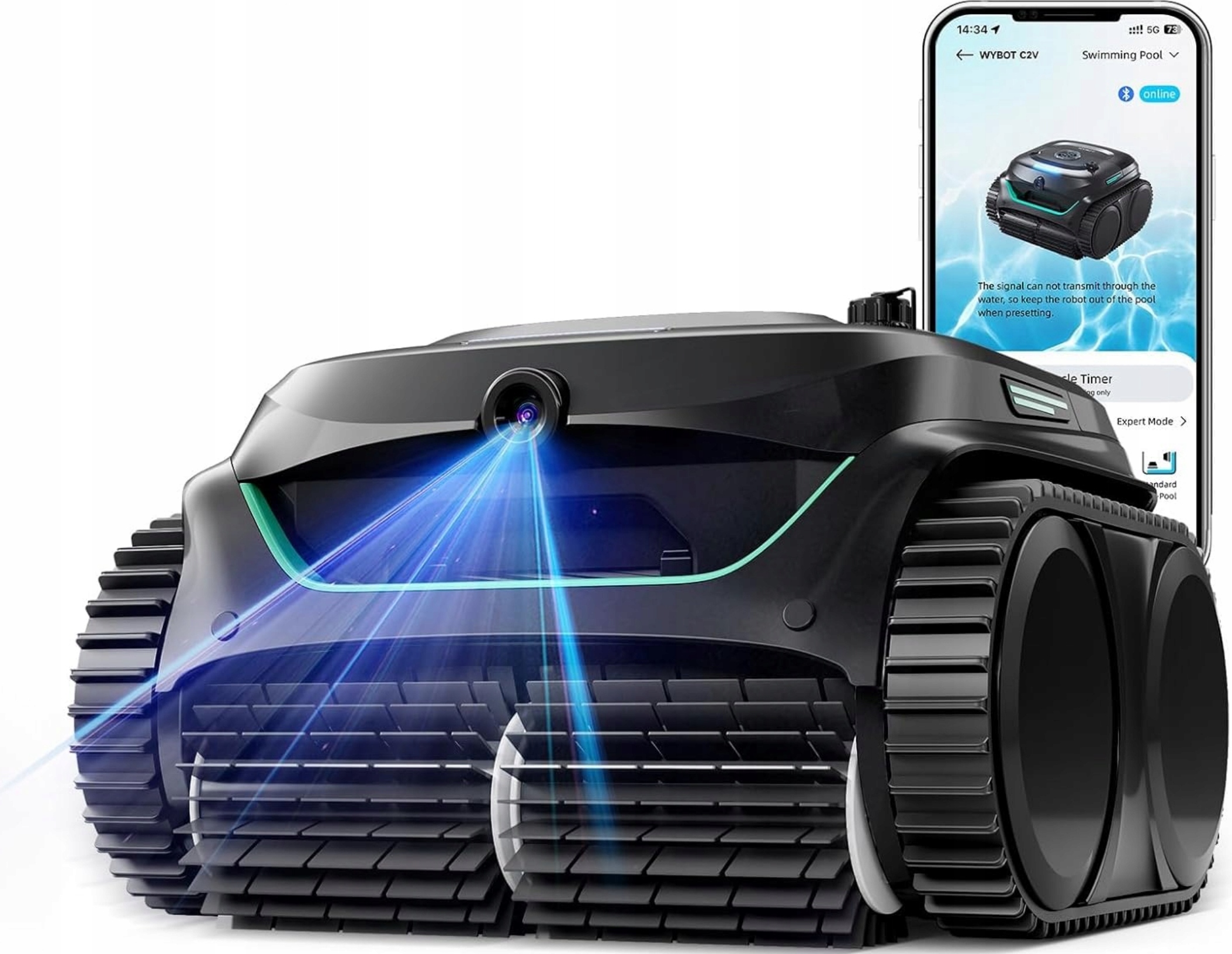 Bezdrôtový Robotický Vysávač Pre Bazény 150 m2 120 minút Apka Wybot C2