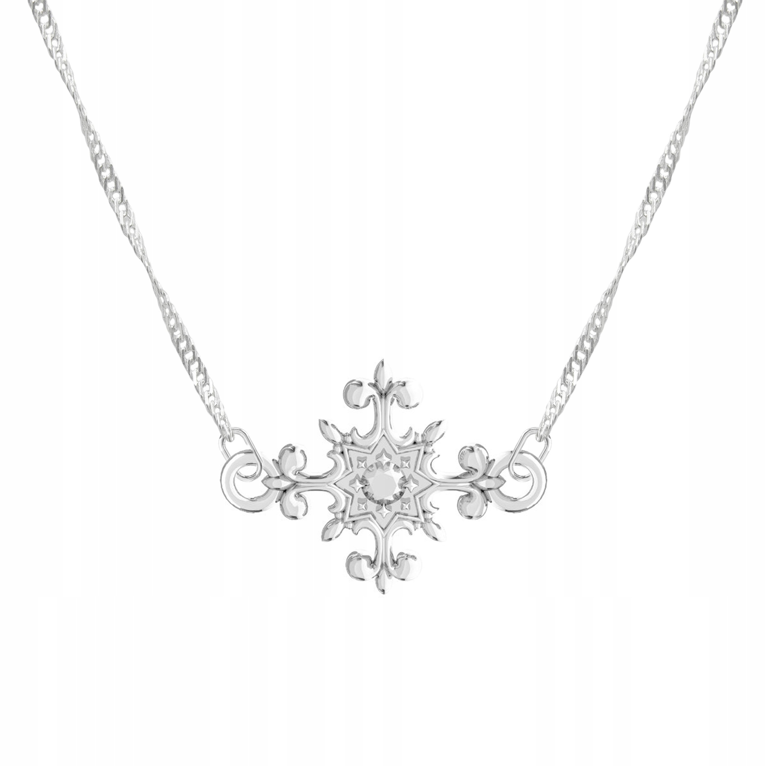 Stříbrný řetízek náhrdelník Ozdobný Kříž 925