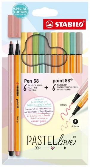 

Flamastry Stabilo Pen 68 Pastellove Etui 12 sztuk