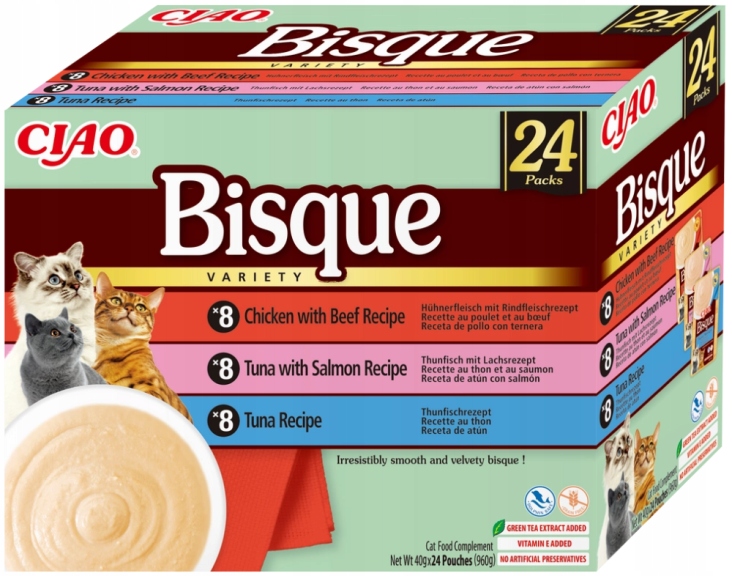 Inaba Ciao Bisque MIX Smaków Chicken Salmon Tuna Karma Dla Kota 24x40g