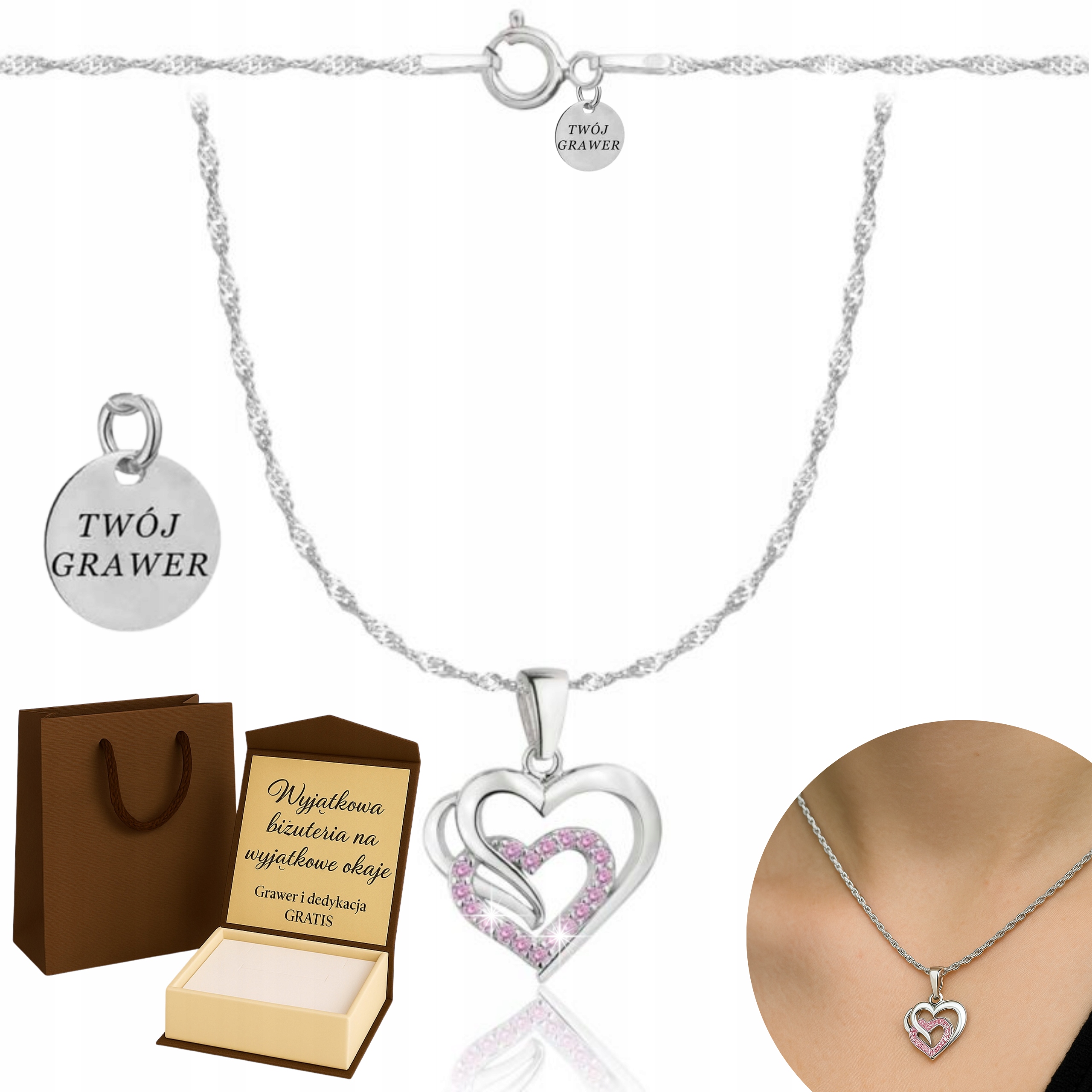 Dámský Řetízek Singapurské srdce z plného stříbra Ryzost 925 Gravírování Bonus