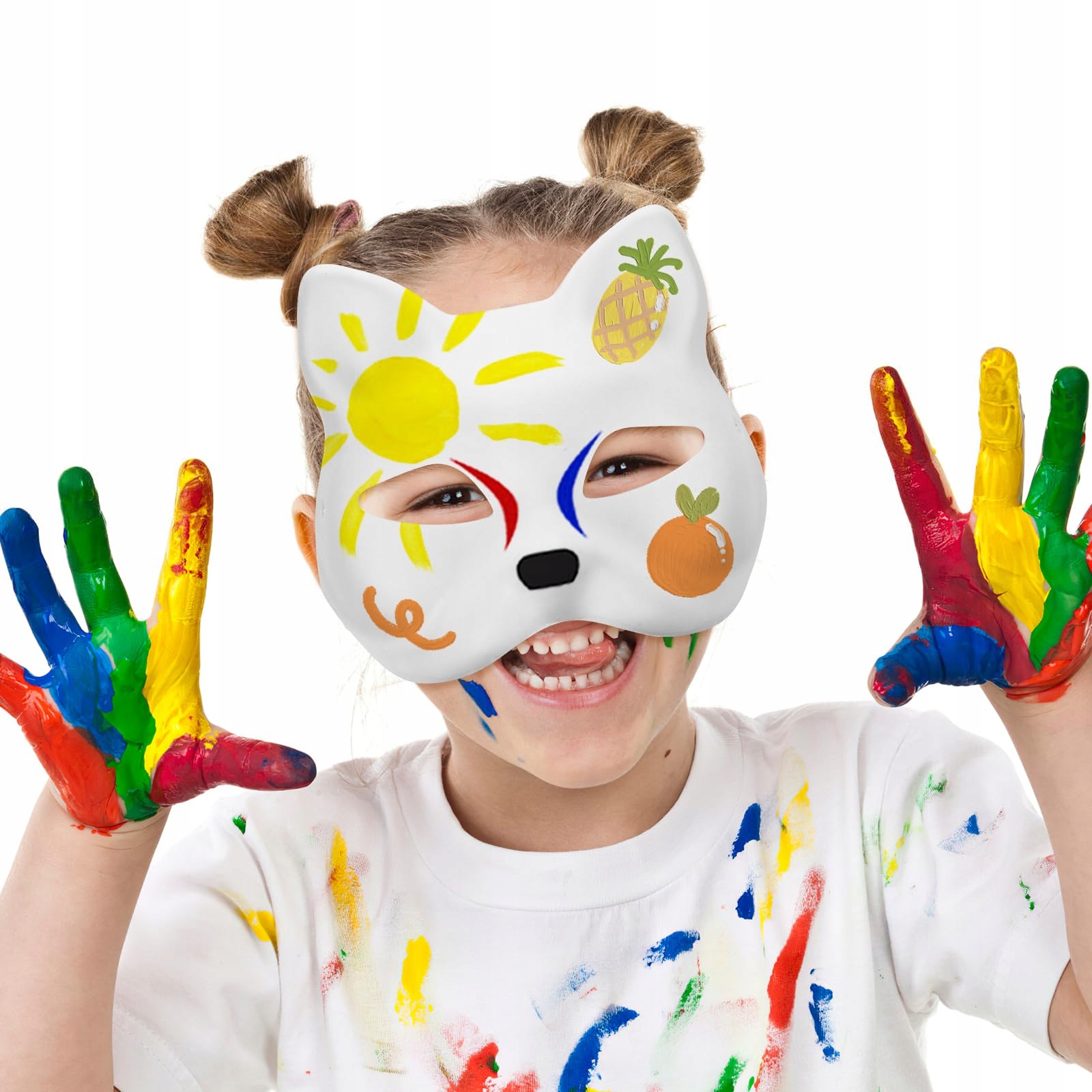 10× Maska na twarz dla kota Therian Halloween Maska Kota do malowania DIY Model Maski