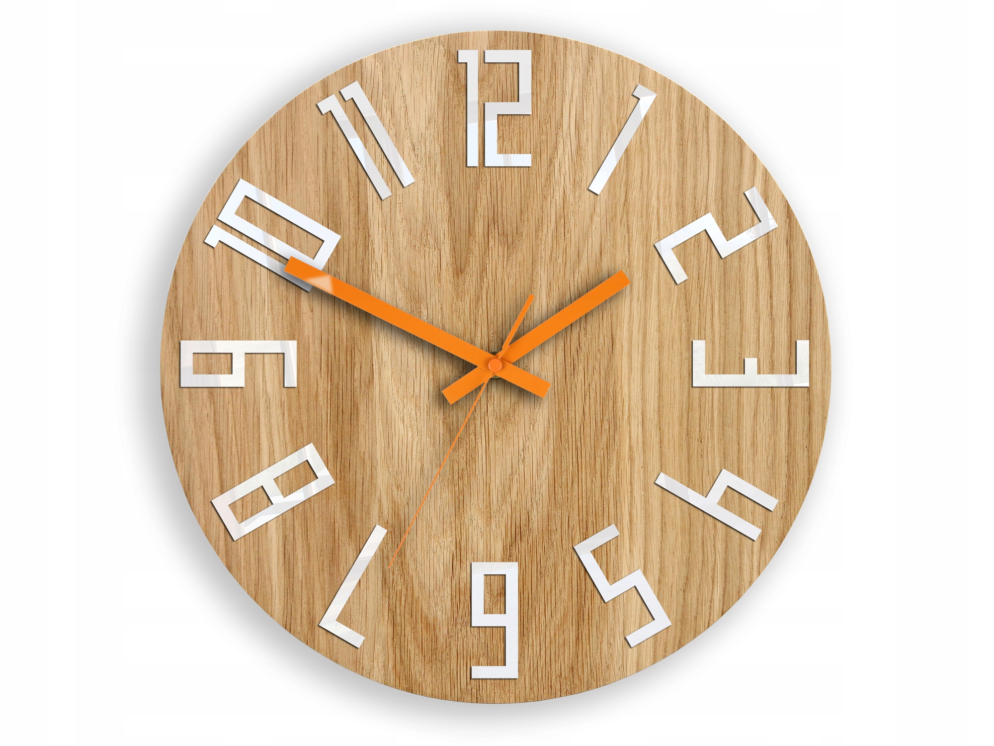 Moderní dřevěný nástěnný hodinový stroj s velkými číslicemi Kulatý Tichý loft