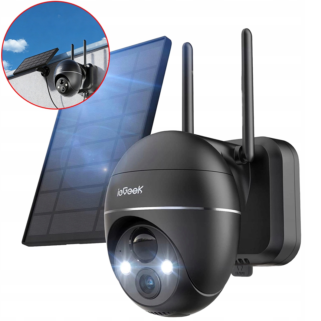 Solární Wifi Ip Venkovní Otočná Kamera 2K 3MPX 9000MAH 4XZOOM Černá