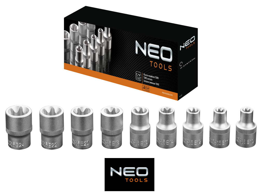 

Neo Klucze Nasadowe Torx 9 Szt. E10 E24 08-649