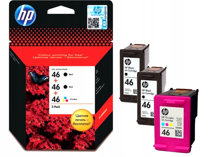 

3x Tusz 46 Hp Deskjet Ink Advantage 2020hc 2520hc