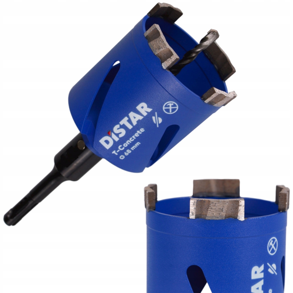 Otwornica diamentowa pod puszki do betonu 68mm M16 x Sds plus Distar