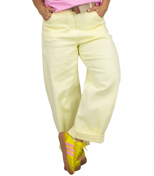 Bavlněné kalhoty Mom Jeans stylový pásek Agrafka unisize