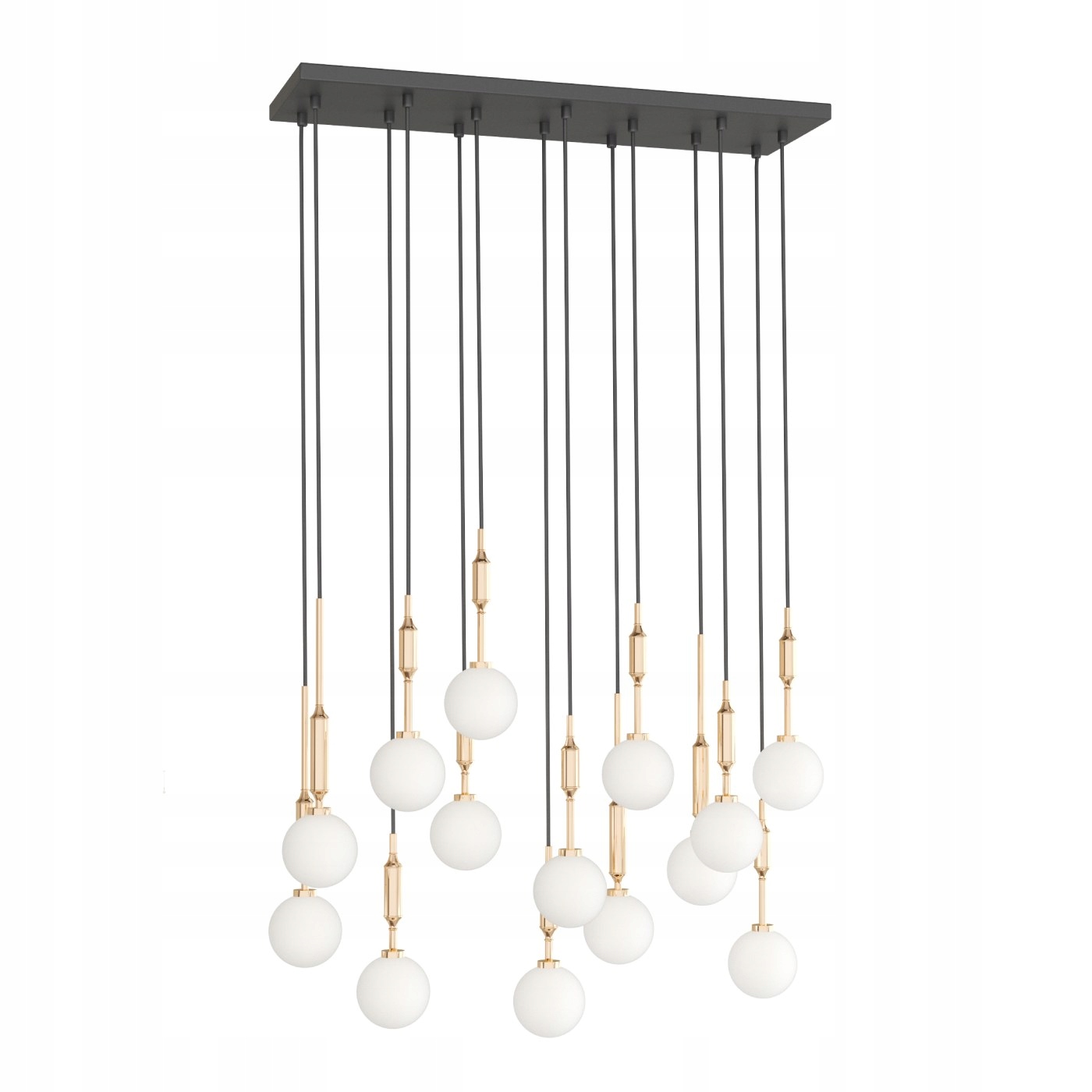 Giga lampa Ero XIV Gold 80×25 obdélníková s závěsy do obývacího pokoje