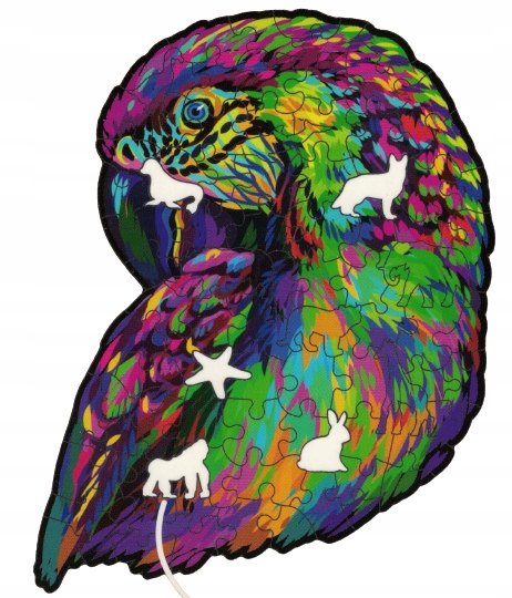 PUZZLE ANIMAL W KSZTAŁCIE ZWIERZĄT PAPUGA 20X27 cm 86 elementów ŁAMIGŁÓWKA