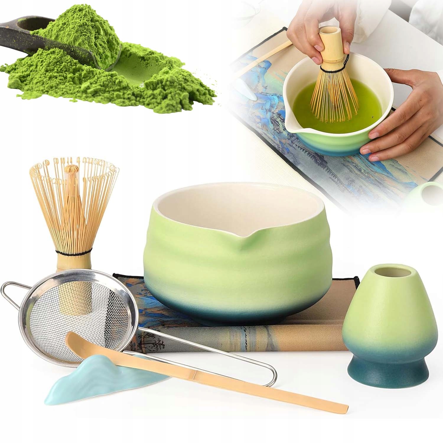 Levně Sada Nástrojů Pro Přípravu Matchy S Miskou A Šlehací Metlou A Lžící