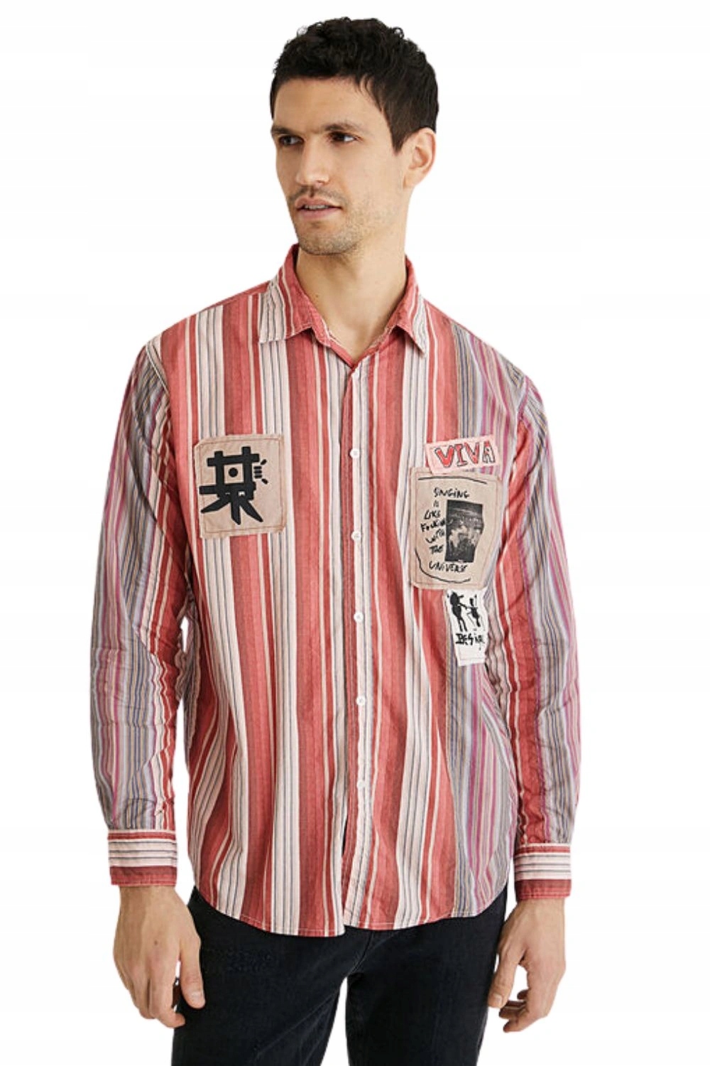 Pánská košile Desigual bavlněná s dlouhým rukávem s potiskem vel.