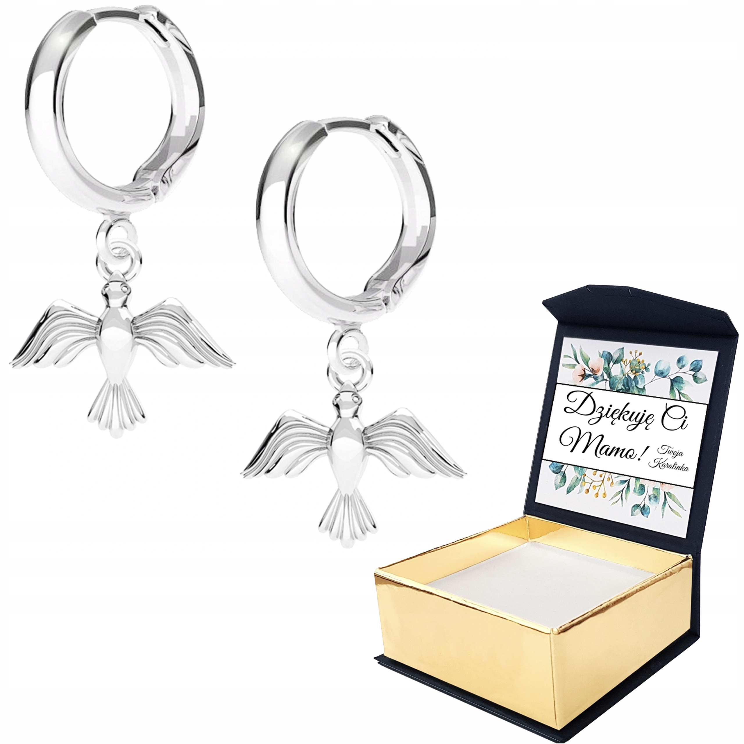 Stříbrné náušnice Ptáčci Pták 925 Vlastní Potisk