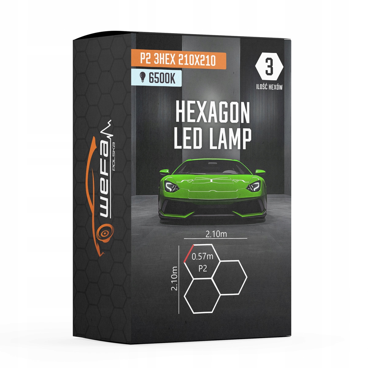Led lampa Hq Hexagon P2 3HEX 210x210 Medová Plástev Dílna Garáž Obývací pokoj