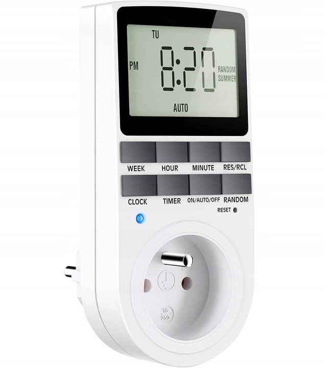 PROGRAMATOR CZASOWY WŁĄCZNIK WYŁĄCZNIK UZIEMIENIE LCD CYFROWY TIMER Stan opakowania oryginalne