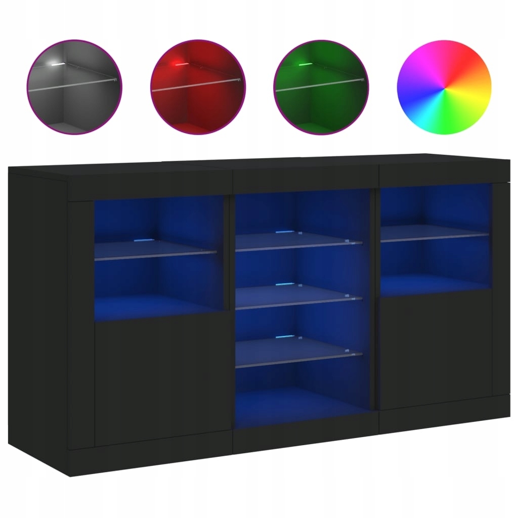 VidaXL Skříňka s Led osvětlením, černá, 123x37x67 cm