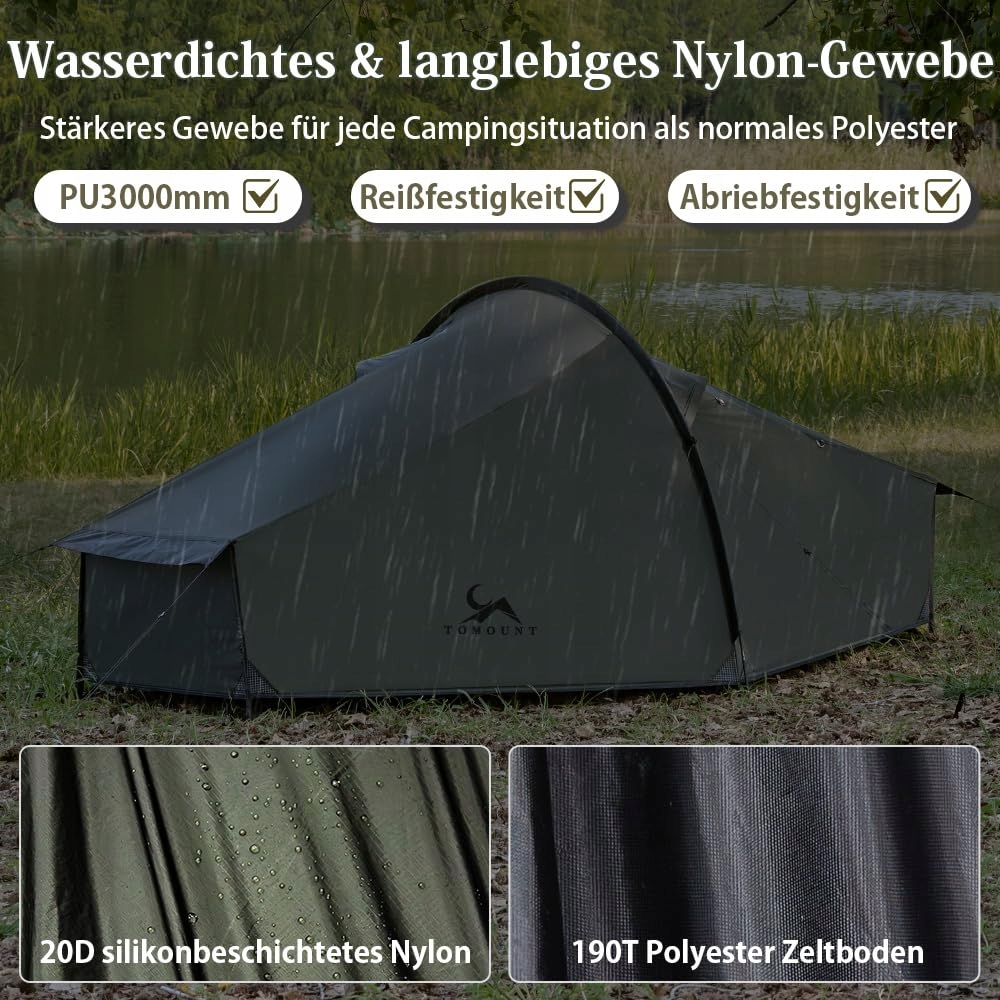 TOMOUNT Namiot Bivy Ultralekki 1 Osobowy Wodoodporny Campingowy — miniatura 2