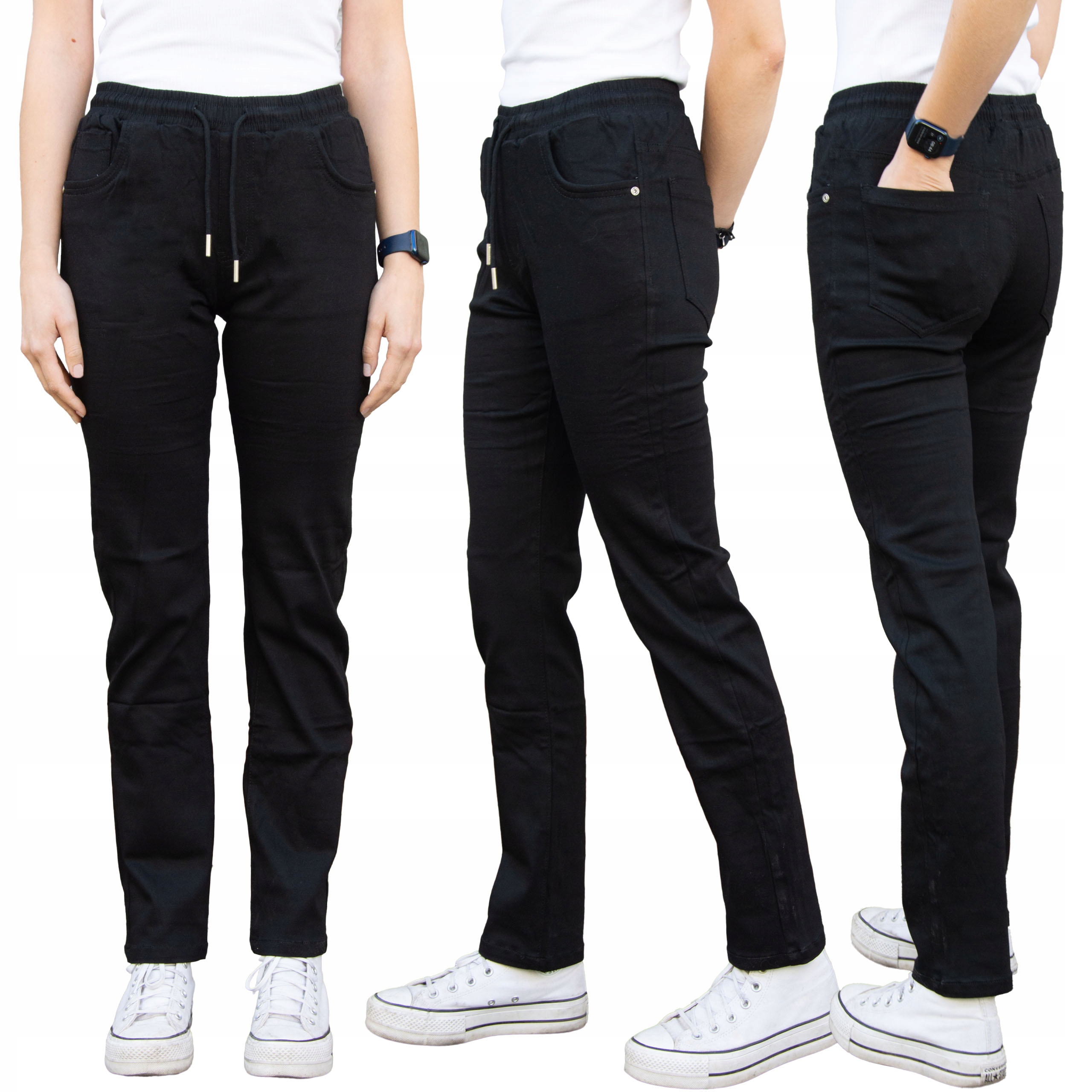 SPODNIE WIZYTOWE na gumce SZKOŁA GALOWE chłopiec ELEGANCKIE czarne 170-176