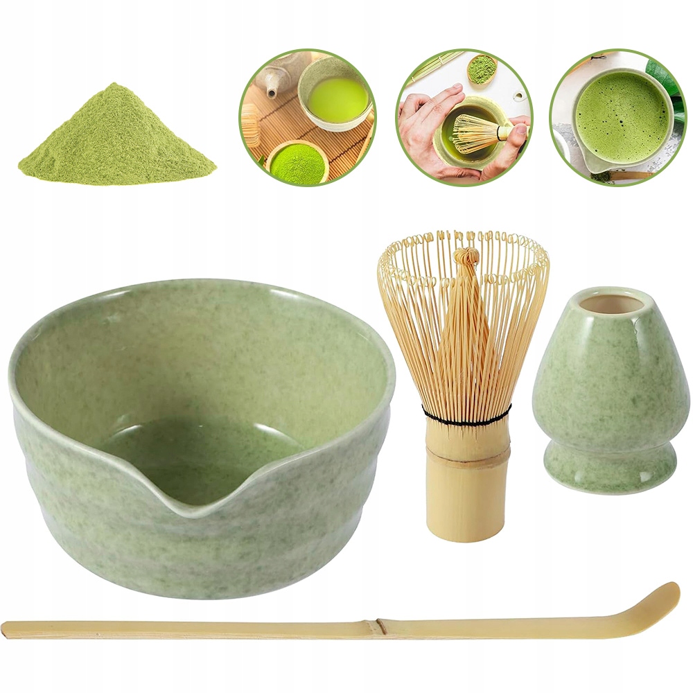 Levně 4-DÍLNÁ sada na čaj Matcha s miskou a šlehací metlou