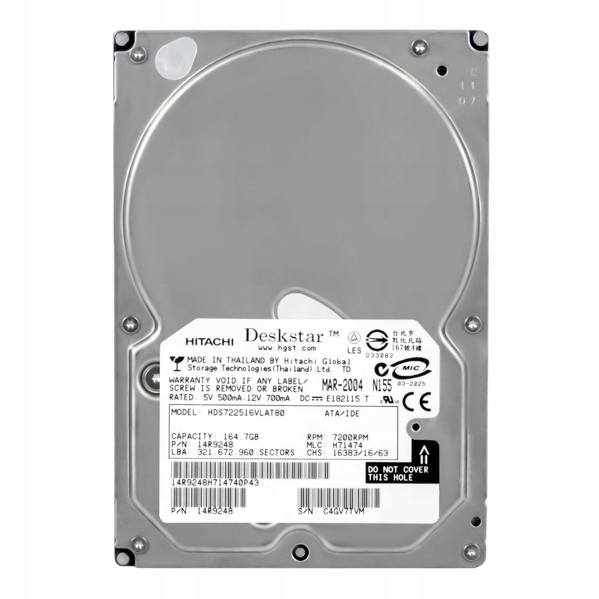 160GB 7.2K 8MB Ata 3.5'' HDS722516VLAT80