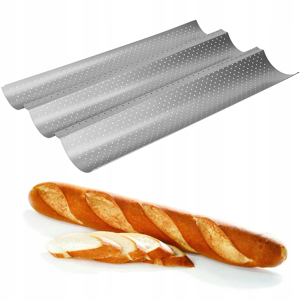 

Blacha forma do Pieczenia bagietek na 3 Bagietki