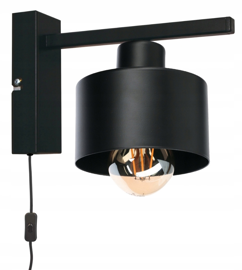 Nástěnná lampa Loft černá s vypínačem pomocí kabelu Led lampy