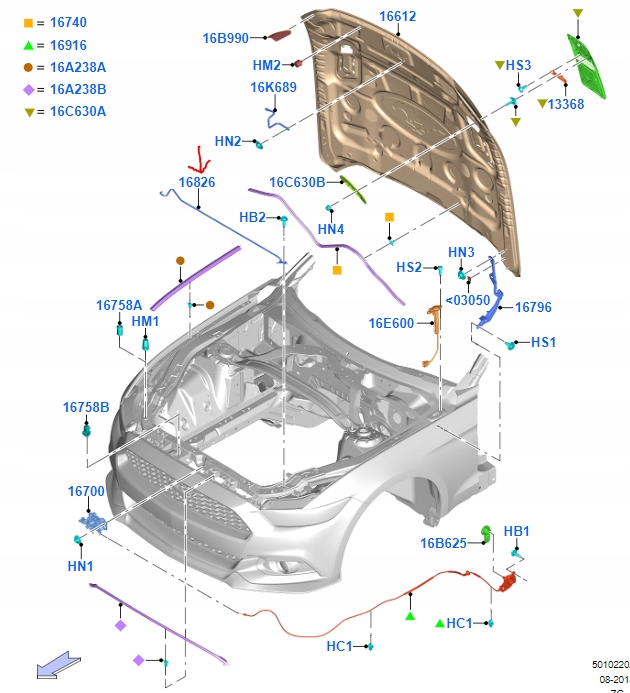 PODPORKA MASKI FORD MUSTANG Mk6 2015 2017