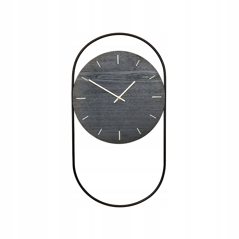 Andersen Furniture A-wall Drevené nástenné hodiny v kovovom ráme, čierne