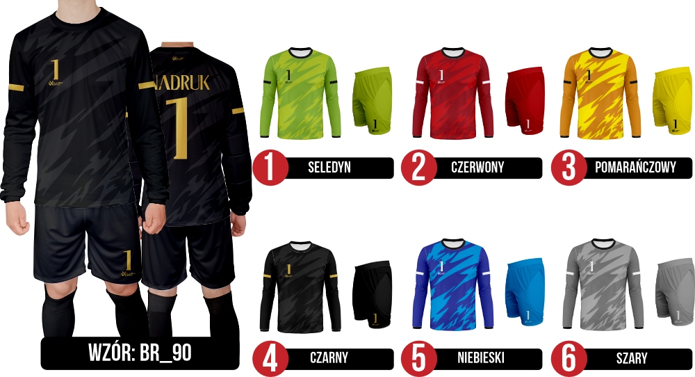 Strój Bramkarski Piłkarski Nadruk Gratis Kolory Marka inna