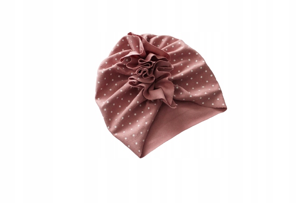 

Czapka turban kropki brudny róż Lekki 46-48