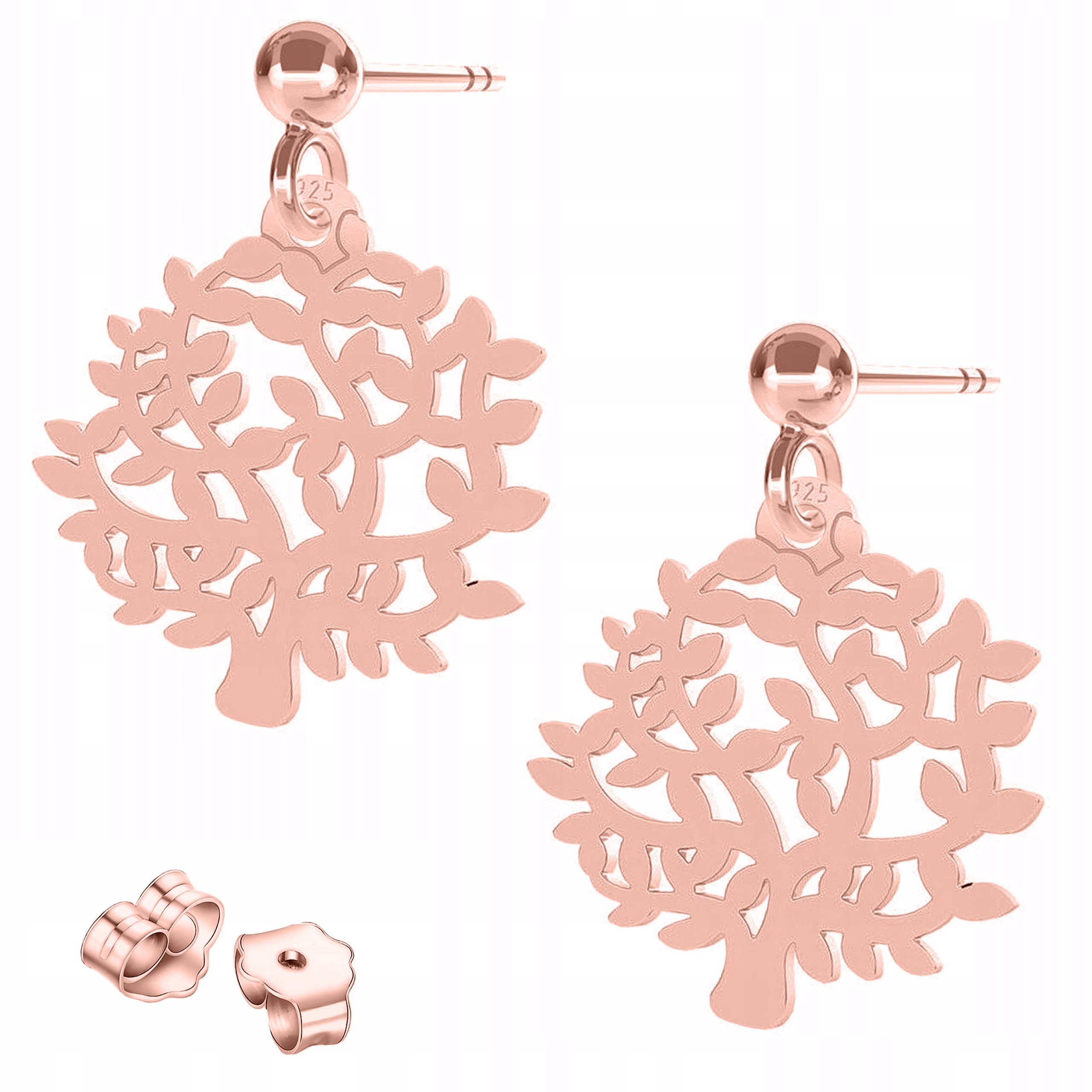 Náušnice Pozlacené šroubky Stromy na tyči Tree Stříbro 925