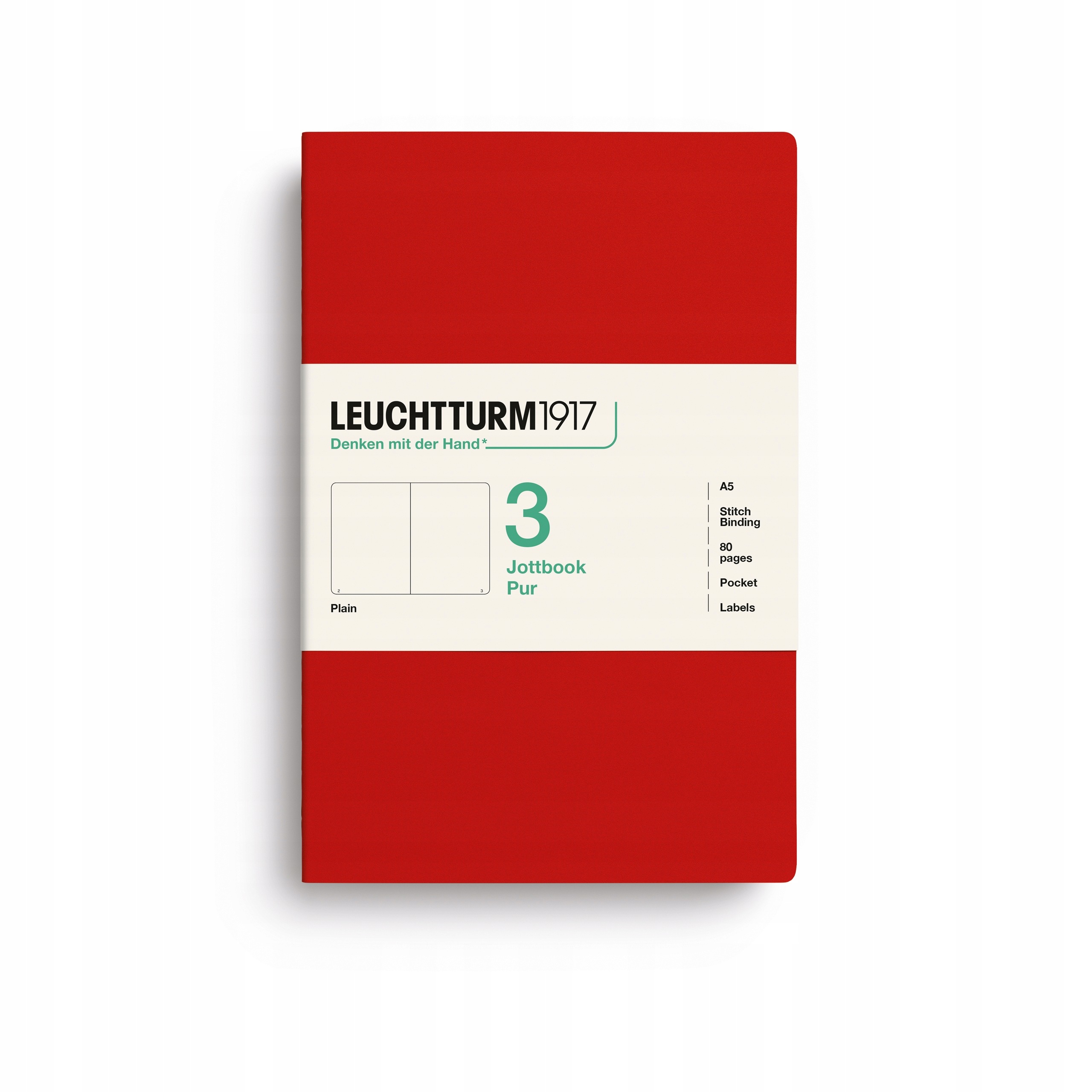 Zestaw 3 zeszytów Leuchtturm1917 Jottbook A5, gładki, Cherry