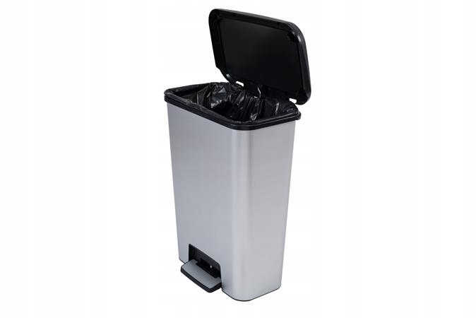 Levně Odpadkový koš "Compatta", černá-stříbrná, pedálový, hranatý, 50 l, Curver 2