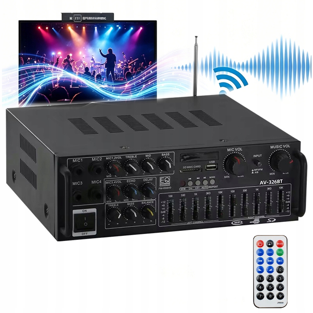 Mini Zosilňovač Hifi Fm Bluetooth Dvojitý Kanál S Diaľkovým Ovládaním Sd/usb
